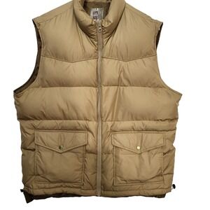 Old‎ Navy Tan Puffer Vest Quilted Full Zip Pockets Mens Size L *